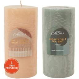 Warm Vanilla or Eucalyptus Scented Pillar Candle - True Aroma - Wilko - thumbnail 1
