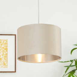 Lighting Collection Cream Silver Inner Velvet Drum Shade 30cm - Size: 20 x 30 x 30cm - Wilko - thumbnail 3