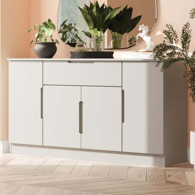 Crowndale Milan 4 Door Single Drawer Dusk Grey Wide Sideboard Ready Assembled - Size: 79 x 144 x 39cm - Wilko - image 1