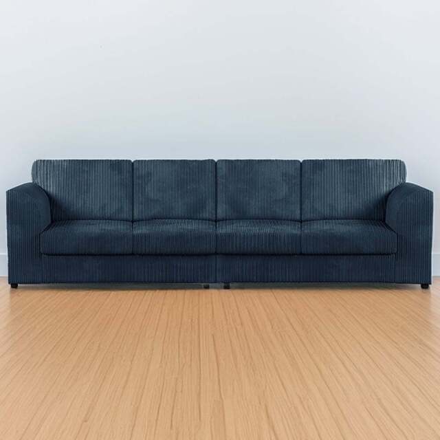 Luxor 4 Seater Navy Blue Jumbo Cord Full Back Sofa - Wilko - image 1