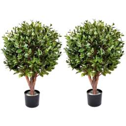Leaf Artificial Gloxinia Ball Topiary Tree with Natural Trunk 90cm 2 Pack - Size: 90 x 50 x 50cm - Green - Wilko - thumbnail 1