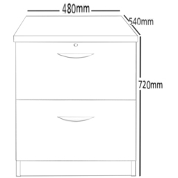 R White Cabinets 2 Drawer Brown Filing Cabinet - Size: 72.8 x 47.9 x 54cm - Wilko - thumbnail 6