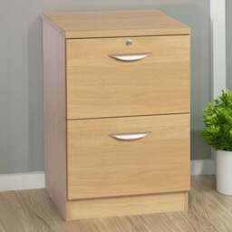 R White Cabinets 2 Drawer Brown Filing Cabinet - Size: 72.8 x 47.9 x 54cm - Wilko