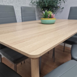 Kosy Koala 6 Seater Faux Leather Wooden Dining Set - Beige - Wilko - thumbnail 5