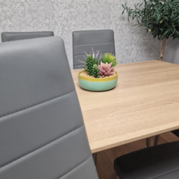 Kosy Koala 6 Seater Faux Leather Wooden Dining Set - Beige - Wilko - thumbnail 4