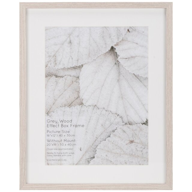 Grey Wood Effect Box Photo Frame 16 x 12 inch - Size: Multi - The Port. Co Gallery - Wilko - image 1