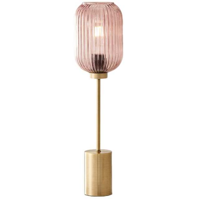 Furniturebox Corey Pink Glass Brass Table Lamp - Size: 14 x 14 x 56cm - Wilko - image 1