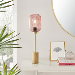 Furniturebox Corey Pink Glass Brass Table Lamp - Size: 14 x 14 x 56cm - Wilko - thumbnail 3