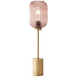 Furniturebox Corey Pink Glass Brass Table Lamp - Size: 14 x 14 x 56cm - Wilko - thumbnail 1