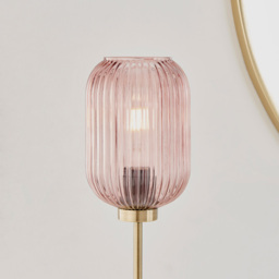 Furniturebox Corey Pink Glass Brass Table Lamp - Size: 14 x 14 x 56cm - Wilko - thumbnail 4