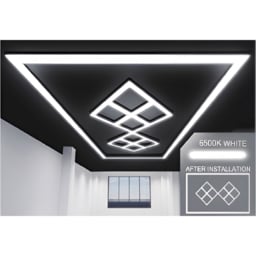 Ener-J 8 Diamond Designer Ceiling Light with Frame - Size: 120 x 40 x 20cm - White - Wilko - thumbnail 4