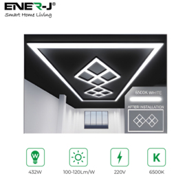 Ener-J 8 Diamond Designer Ceiling Light with Frame - Size: 120 x 40 x 20cm - White - Wilko - thumbnail 5