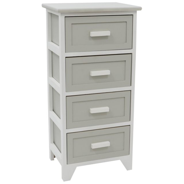 JVL Abingdon Grey and White 4 Drawer Tall Willow Storage Unit - Size: 73 x 35 x 27cm - JVL Homewares - Wilko - image 1