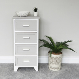 JVL Abingdon Grey and White 4 Drawer Tall Willow Storage Unit - Size: 73 x 35 x 27cm - JVL Homewares - Wilko - thumbnail 3