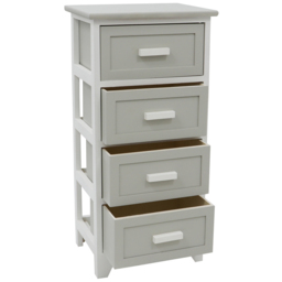 JVL Abingdon Grey and White 4 Drawer Tall Willow Storage Unit - Size: 73 x 35 x 27cm - JVL Homewares - Wilko - thumbnail 4