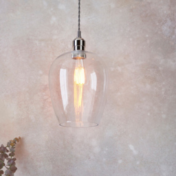 Merano Livorno Clear Glass Bright Nickel Plate Small Pendant Ceiling Lamp - Size: 21 x 21 x 157.5cm - Grey - Wilko - thumbnail 3