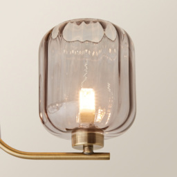 ValueLights Amelie 3 Way Ribbed Glass Gold Stem LED Ceiling Pendant Light - Size: 25 x 38 x 36cm - Wilko - thumbnail 4