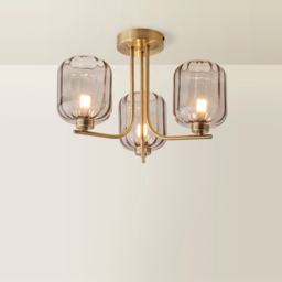 ValueLights Amelie 3 Way Ribbed Glass Gold Stem LED Ceiling Pendant Light - Size: 25 x 38 x 36cm - Wilko - thumbnail 6