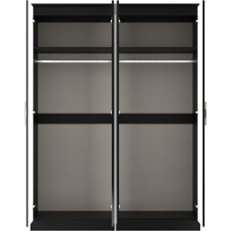 Crowndale Knightsbridge 4 Door Black Gloss and Black Tall Mirror Wardrobe Ready Assembled - Black Gloss & Black - Wilko - thumbnail 5