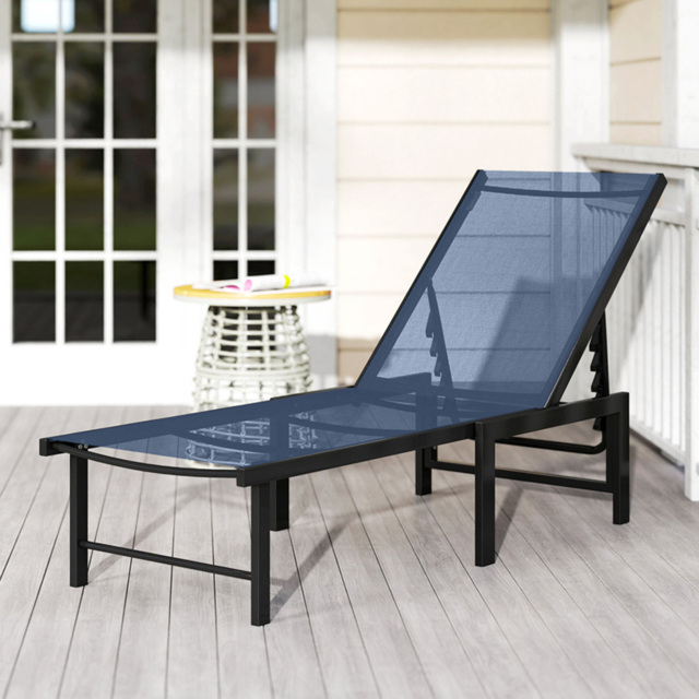 Outsunny Dark Blue Reclining Sun Lounger - Size: 34 x 186 x 60cm - Wilko - image 1
