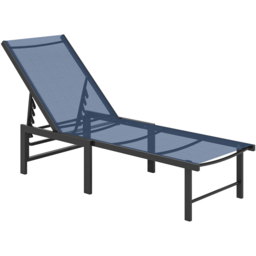 Outsunny Dark Blue Reclining Sun Lounger - Size: 34 x 186 x 60cm - Wilko - thumbnail 3