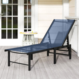 Outsunny Dark Blue Reclining Sun Lounger - Size: 34 x 186 x 60cm - Wilko