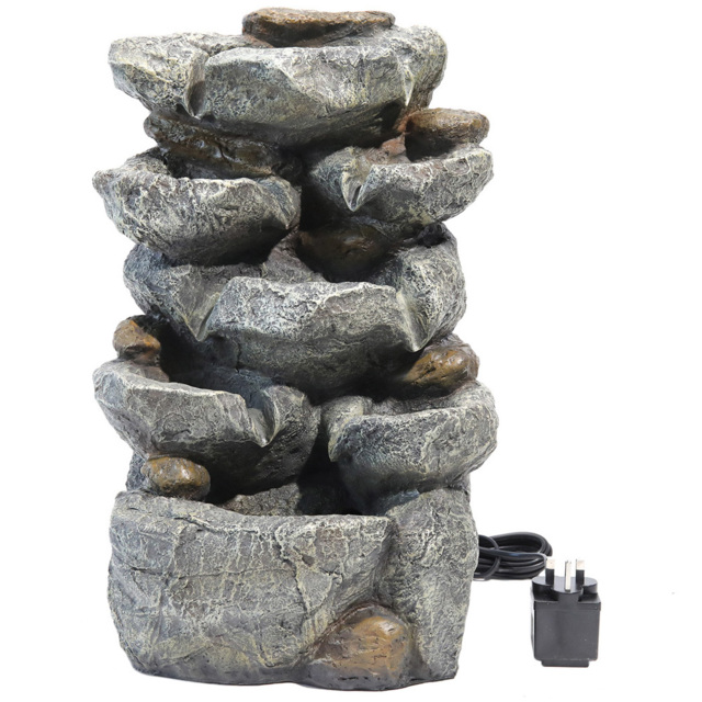 Living and Home Outdoor LED Rockery Waterfall Fountain - Black - Wilko - image 1