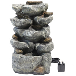 Living and Home Outdoor LED Rockery Waterfall Fountain - Black - Wilko