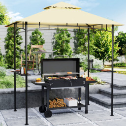 Outsunny 1.5 x 2.4m Beige Double Tiered Outdoor Grill Gazebo - Cream - Wilko - thumbnail 1