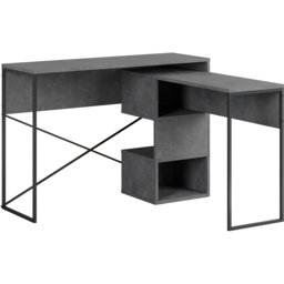 Decortie Badau 3 Shelf Modern Multipurpose Computer Desk Retro Grey - Size: 77 x 110 x 37.2cm - Wilko - thumbnail 3