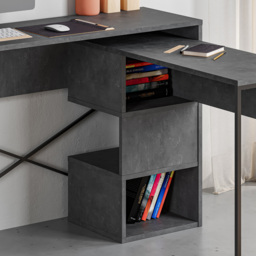 Decortie Badau 3 Shelf Modern Multipurpose Computer Desk Retro Grey - Size: 77 x 110 x 37.2cm - Wilko - thumbnail 4