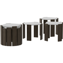 Decorotika Lori 3 Piece White and Walnut Nesting Coffee Table - Size: 41 x 44.5 x 44.5cm - Multi - Wilko - thumbnail 3