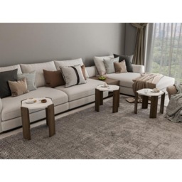 Decorotika Lori 3 Piece White and Walnut Nesting Coffee Table - Size: 41 x 44.5 x 44.5cm - Multi - Wilko - thumbnail 5
