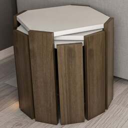 Decorotika Lori 3 Piece White and Walnut Nesting Coffee Table - Size: 41 x 44.5 x 44.5cm - Multi - Wilko - thumbnail 1