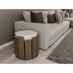 Decorotika Lori 3 Piece White and Walnut Nesting Coffee Table - Size: 41 x 44.5 x 44.5cm - Multi - Wilko - thumbnail 4