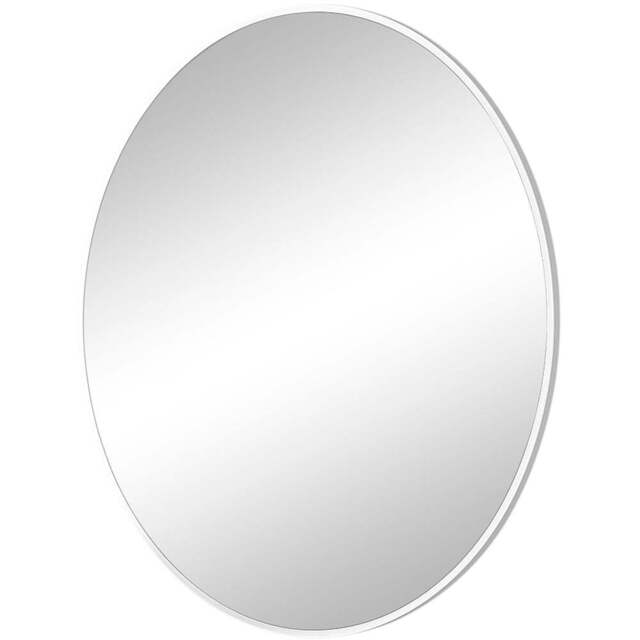 Furniturebox Emma Round White Frame Wall Mirror 80cm - Size: 80 x 80cm - Wilko - image 1