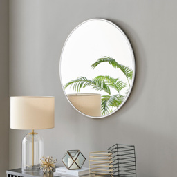 Furniturebox Emma Round White Frame Wall Mirror 80cm - Size: 80 x 80cm - Wilko - thumbnail 3