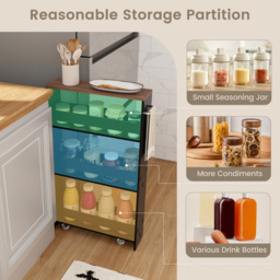 Costway 4 Shelf Brown Slim Storage Cart with Wheels - Size: 101 x 20 x 14cm - Wilko - thumbnail 7