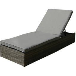 Charles Bentley Rattan Sun Lounger Grey - Size: H29 x L196 x W66cm - Wilko - thumbnail 3