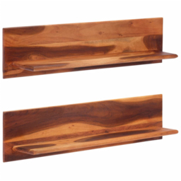 vidaXL 112cm Set of 2 Honey Brown Floating Wall Shelf - Size: 26 x 112 x 20cm - Wilko - thumbnail 3