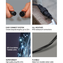Eagle Connect 180 Cool White LED Black Icicle Light 7m - Size: 51 x 30 x 9cm - Wilko - thumbnail 6