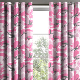 Velosso Pink Camouflage Pencil Pleat Curtains 168 x 183cm - Size: W 168 x D 183cm - Wilko - thumbnail 3