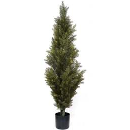 Leaf Natural Look Cedar Artificial Tree in Pot 4ft - Size: 120 x 40 x 40cm - Green - Wilko