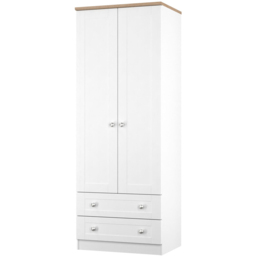Crowndale Sussex 2 Door 2 Drawer White Ash and Bardolino Oak Tall Wardrobe Ready Assembled - White Ash & Bardolino Oak - Wilko - thumbnail 4