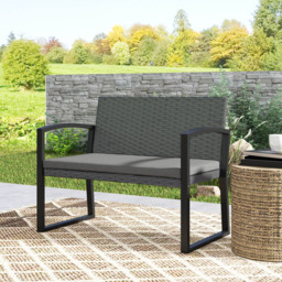 Outsunny 2 Seater Dark Grey Rattan Garden Bench with Cushion - Size: 78 x 58 x 103cm - Wilko - thumbnail 4