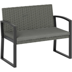 Outsunny 2 Seater Dark Grey Rattan Garden Bench with Cushion - Size: 78 x 58 x 103cm - Wilko - thumbnail 3