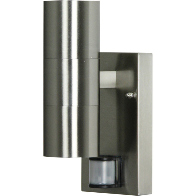 Luxform Eden Stainless Steel Wall Light with PIR - Size: 11.2 x 8.2 x 20.5cm - Silver - Wilko - image 1