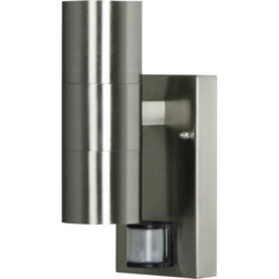 Luxform Eden Stainless Steel Wall Light with PIR - Size: 11.2 x 8.2 x 20.5cm - Silver - Wilko