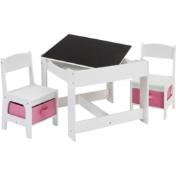 Liberty House Toys Kids White and Pink Table and 2 Chairs Set with Storage Bins - Size: 48 x 60 x 60cm - Wilko - thumbnail 5