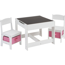 Liberty House Toys Kids White and Pink Table and 2 Chairs Set with Storage Bins - Size: 48 x 60 x 60cm - Wilko - thumbnail 4